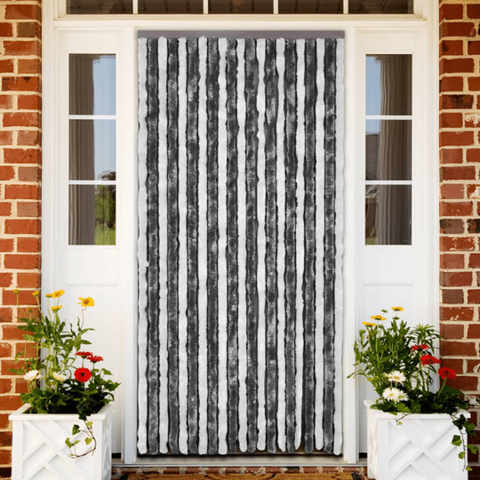 vidaXL Hyönteisverho harmaa ja valkoinen 90x220 cm Chenille