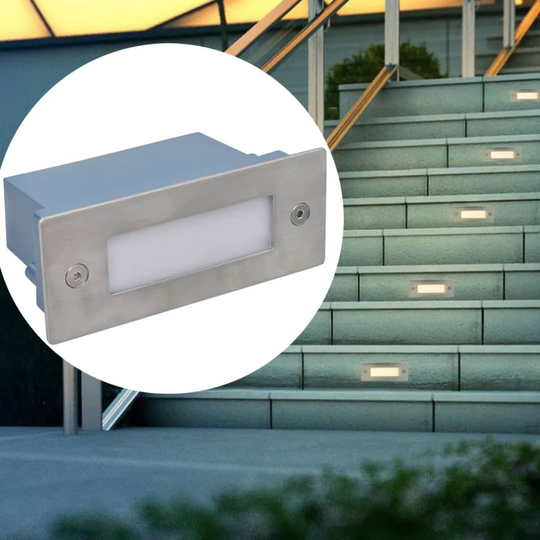 vidaXL LED Upotettu Porrasvalaisin 6 kpl 44x111x56 mm