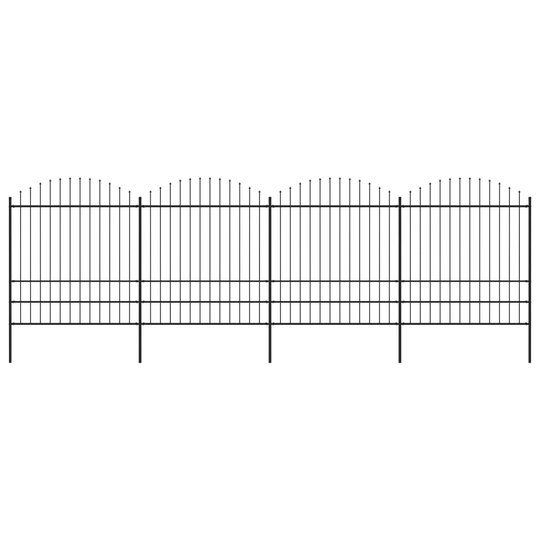 vidaXL Puutarha-aita keihäskärjillä teräs (1,75-2)x6,8 m musta