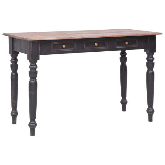 vidaXL Kirjoituspöytä 3 vetolaatikolla 117x57x75 cm täysi mahonki