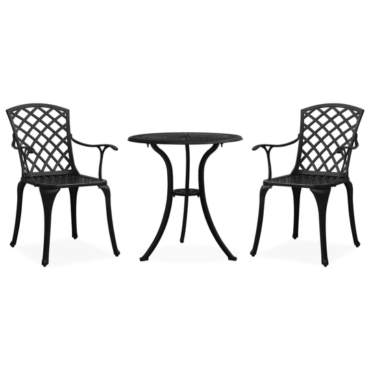 vidaXL 3-osainen bistrosarja valualumiini musta