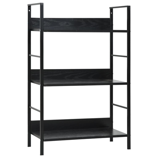 vidaXL 3-tasoinen kirjahylly musta 60x27,6x90,5 cm lastulevy
