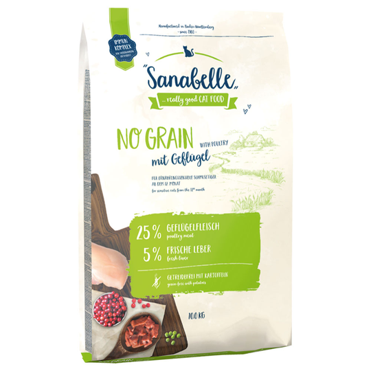 8 + 2 kg kaupan päälle! 10 kg Sanabelle kissanruoka - No Grain