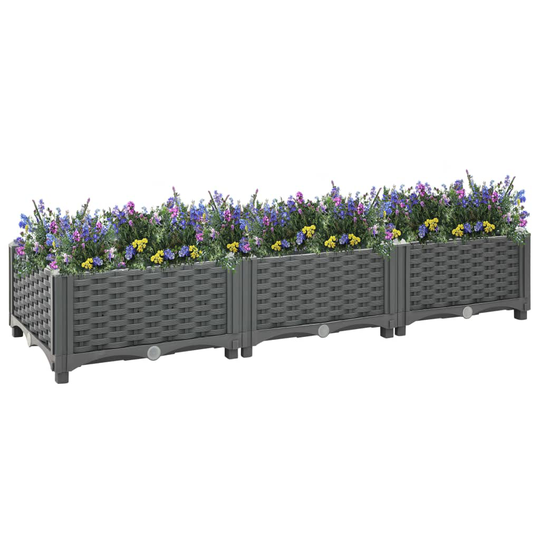 vidaXL Korotettu kukkalaatikko 120x40x23 cm polypropeeni