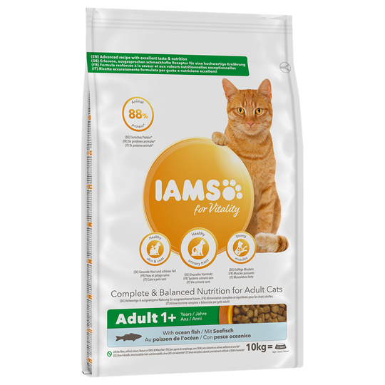 Iams kissanruoka 10 kg: 8 + 2 kg kaupan päälle! - Adult Ocean Fish (10 kg)