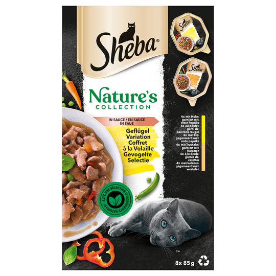 50 + 14 kaupan päälle! 64 x 85 g Sheba-kissanruokaa - Nature's Collection in Sauce: Poultry Variety