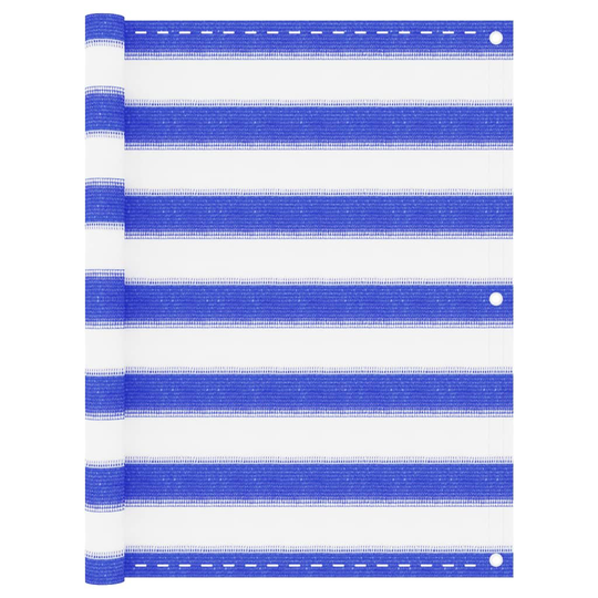 vidaXL Parvekkeen suoja sininen ja valkoinen 75x500 cm HDPE