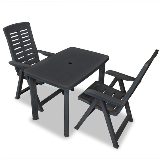 vidaXL 3-osainen Bistrosarja muovi antrasiitti