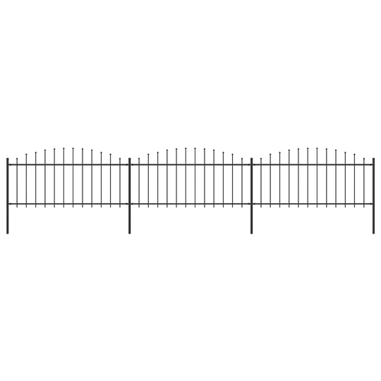 vidaXL Puutarha-aita keihäskärjillä teräs (0,5-0,75)x5,1 m musta