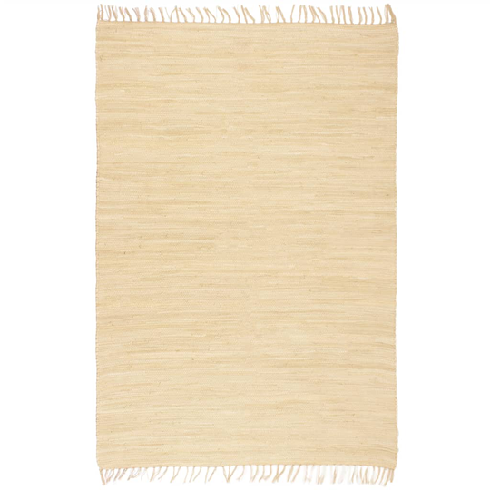 vidaXL Käsinkudottu Chindi-matto puuvilla 200x290 cm kerma