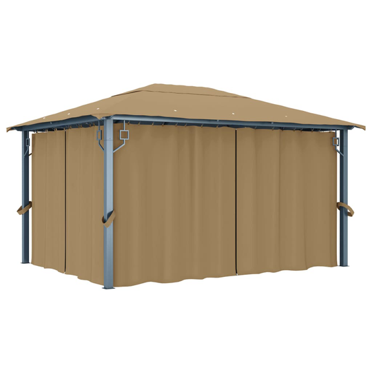 vidaXL Huvimaja verhoilla 400x300 cm harmaanruskea alumiini