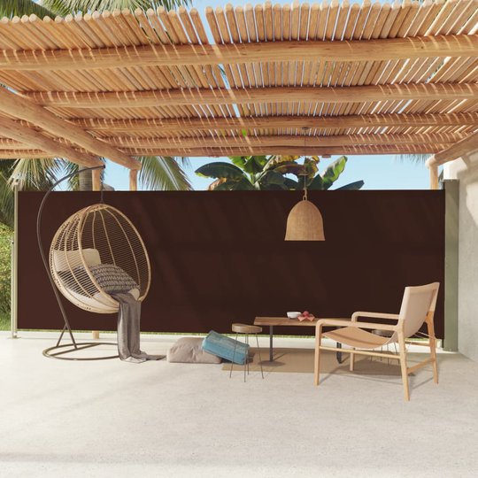 vidaXL Terassin sisäänvedettävä sivumarkiisi 180x600 cm ruskea