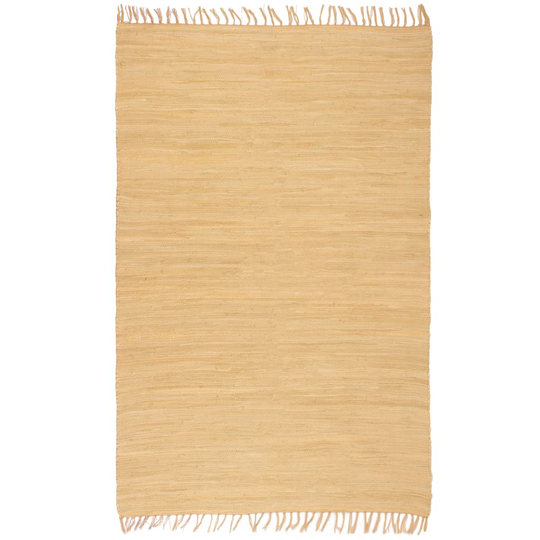 vidaXL Käsin kudottu Chindi-matto puuvilla 120x170 cm beige