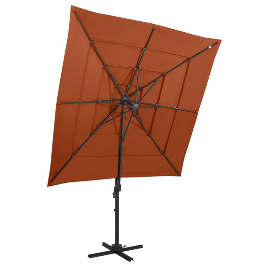 vidaXL 4-tasoinen Aurinkovarjo alumiinitanko terrakotta 250x250 cm