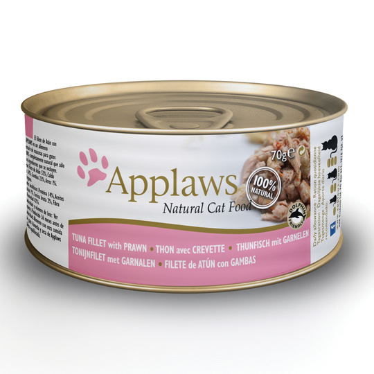 18 + 6 kaupan päälle! 24 x 70 g Applaws-kissanruokaa - in Broth: tonnikalafilee & katkarapu