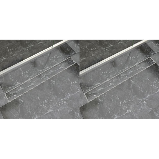 vidaXL Lineaarinen suihkukaivo 2 kpl 930x140 mm ruostumaton teräs