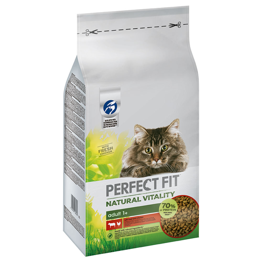 650 g / 6 kg Perfect Fit Natural Vitality Adult 1+ erikoishintaan! - 6 kg nauta & kana