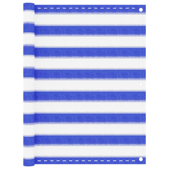 vidaXL Parvekkeen suoja sininen ja valkoinen 90x400 cm HDPE