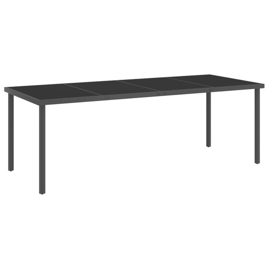 vidaXL Ulkoruokapöytä antrasiitti 220x90x75 cm teräs ja lasi