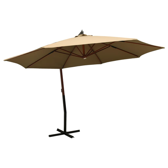 vidaXL Riippuva aurinkovarjo puurunko 350 cm taupe