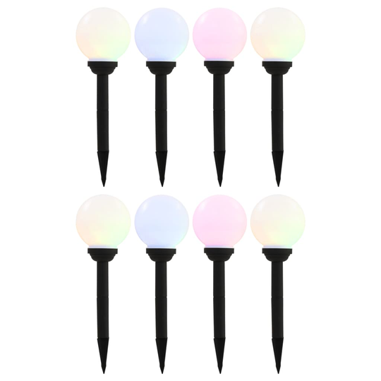 vidaXL LED-aurinkokennovalaisin 8 kpl väriä vaihtava pyöreä 15 cm RGB