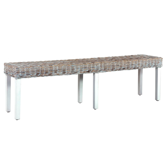 vidaXL Penkki 160cm valk. luonnollinen kubu-rottinki ja täysi mangopuu