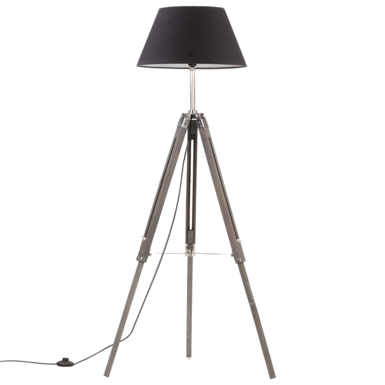 vidaXL Kolmijalkavalaisin harmaa ja musta täysi tiikki 141 cm