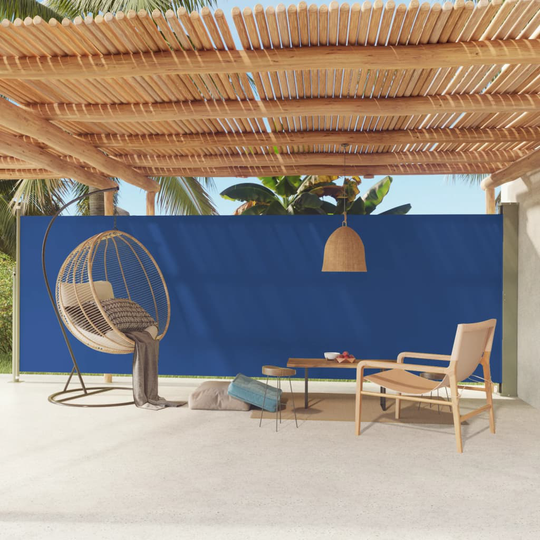 vidaXL Sisäänvedettävä terassin sivumarkiisi 180x600 cm sininen