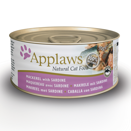 18 + 6 kaupan päälle! 24 x 70 g Applaws-kissanruokaa - in Broth: makrilli & sardiini