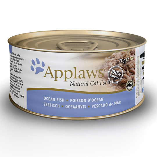 18 + 6 kaupan päälle! 24 x 70 g Applaws-kissanruokaa - in Broth: merikala