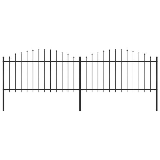 vidaXL Puutarha-aita keihäskärjillä teräs (1,25-1,5)x3,4 m musta