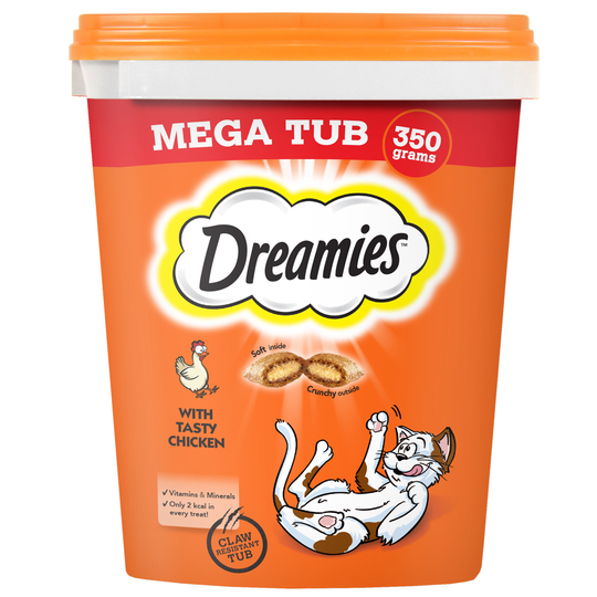 Dreamies-kissanherkut erikoishintaan! - Mega Tub, kana (350 g)