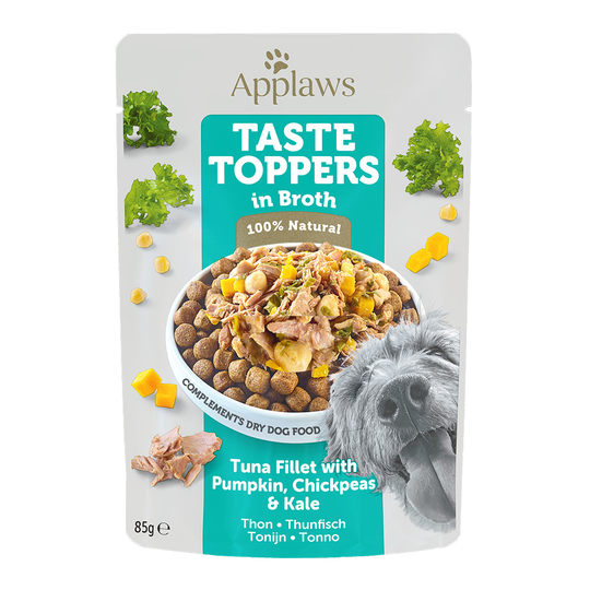 Applaws Taste Toppers -koiranruoka erikoishintaan! - liemi: tonnikala & kurpitsa, lehtikaali & kikherneet (12 x 85 g)