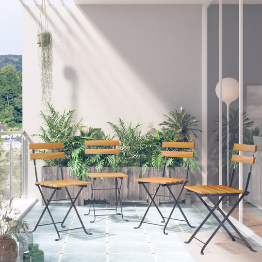 vidaXL Kokoontaitettavat bistrotuolit 4 kpl täysi akaasiapuu