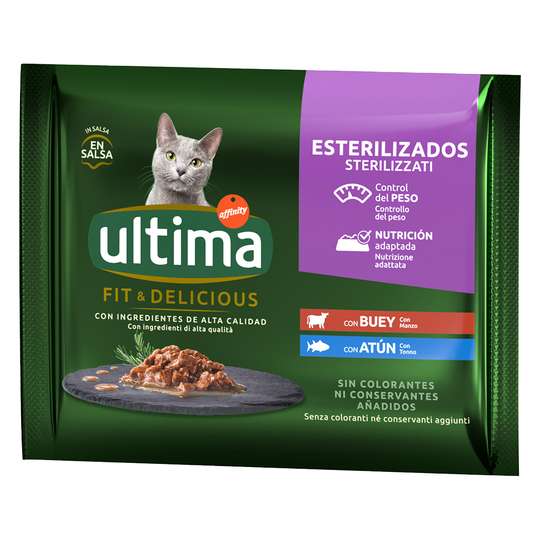 Ultima Cat Sterilized 48 x 85 g - nauta ja tonnikala