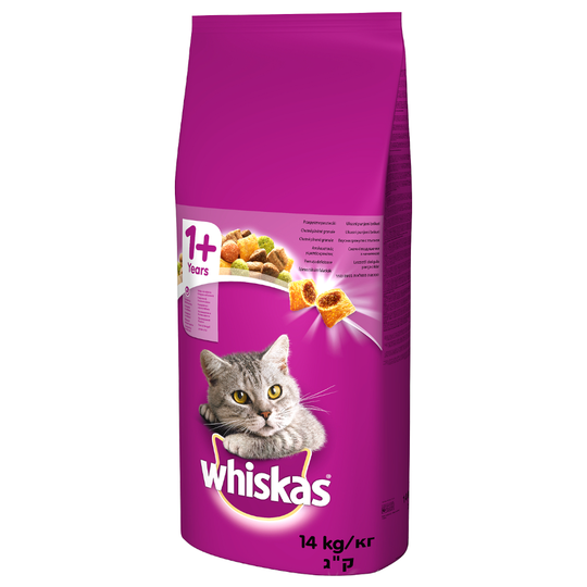 12 + 2 kg kaupan päälle! 14 kg Whiskas-kissanruokaa - 1+ Lamb