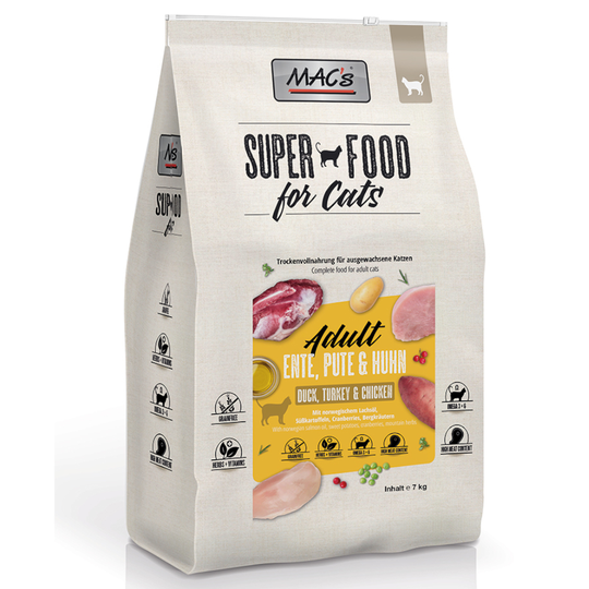 MAC's Superfood for Cats -säästöpakkaus 2 x 7 kg - Adult Duck, Turkey & Chicken