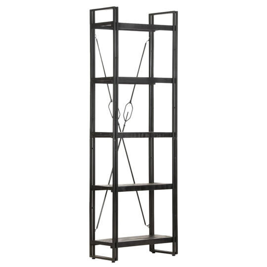 vidaXL 5-tasoinen kirjahylly musta 60x30x180 cm täysi mangopuu