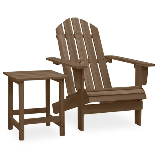 vidaXL Adirondack-puutarhatuoli pöydällä täysi kuusi ruskea