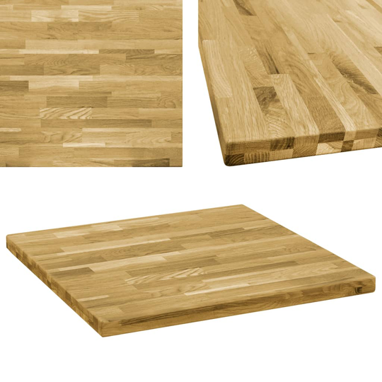 vidaXL Pöytälevy kiinteä tammipuu neliö 44 mm 70x70 cm