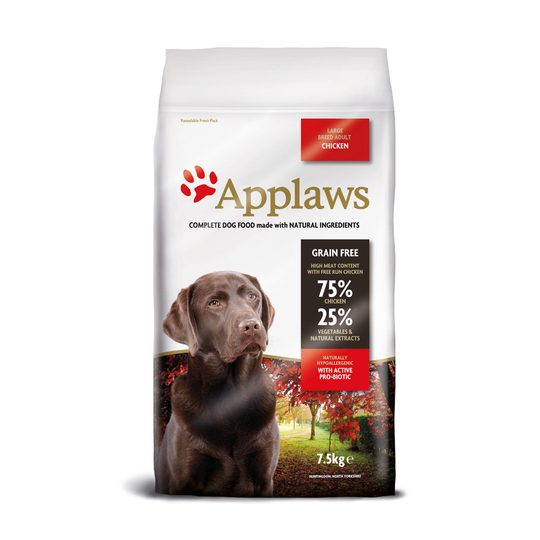 3 kg kaupan päälle! 2 x 7,5 kg Applaws-koiranruokaa - Adult Large Breed Chicken