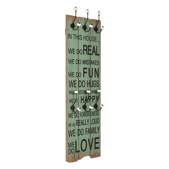 vidaXL Seinänaulakko 6 koukulla HAPPY LOVE 120x40 cm