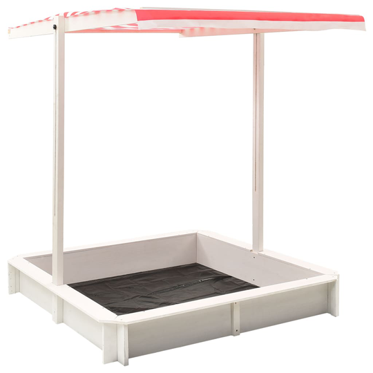 vidaXL 313888 Sandbox with Adjustable Roof Fir Wood White and Red UV50