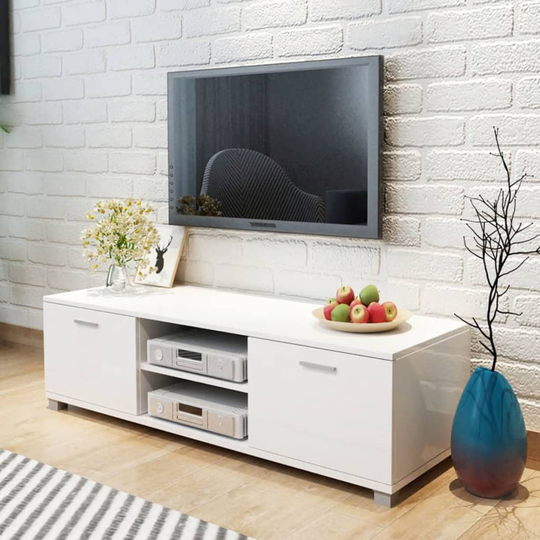 vidaXL TV-taso Korkeakiilto Valkoinen 140x40,3x34,7 cm