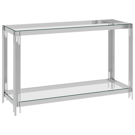 vidaXL Sivupöytä hopea 120x40x78 cm ruostumaton teräs ja lasi