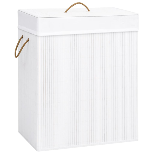 vidaXL Bambu pyykkikori valkoinen 83 l