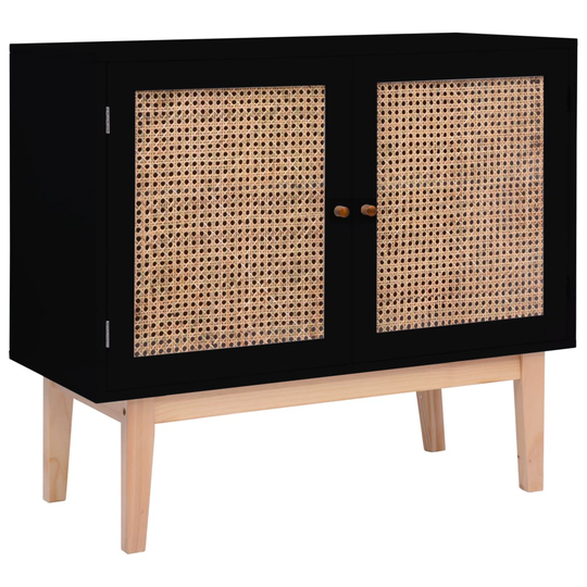 vidaXL Senkki musta 88,5x40x80 cm MDF ja rottinki