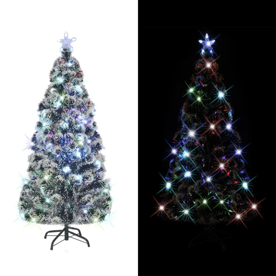 vidaXL Tekojoulukuusi jalusta/LED 210 cm kuituoptiikka