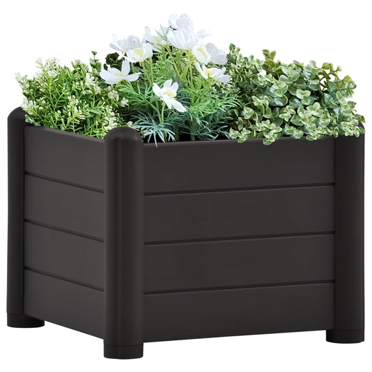 vidaXL Korotettu kukkalaatikko PP antrasiitti 43x43x35 cm