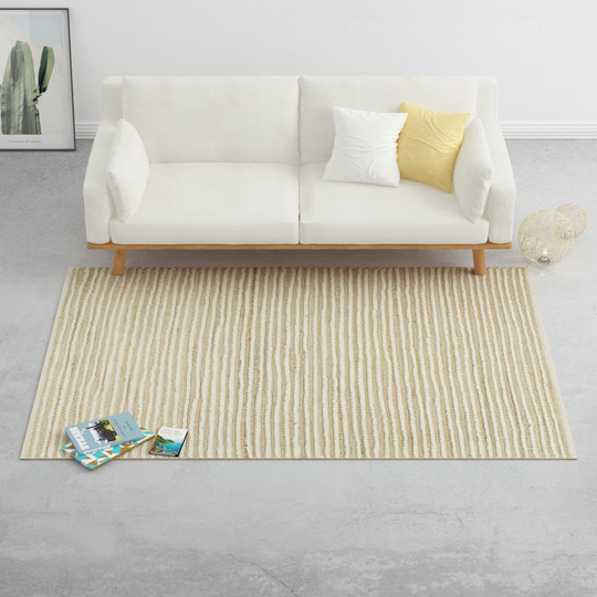 vidaXL Matto hamppu villa 140x200 cm luonnollinen/valkoinen